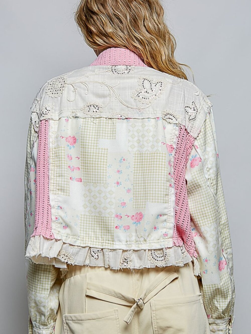 Boho Patchwork Crochet Jacket – Romantic Cottagecore Spring Layering Piece - Picture 3 of 4
